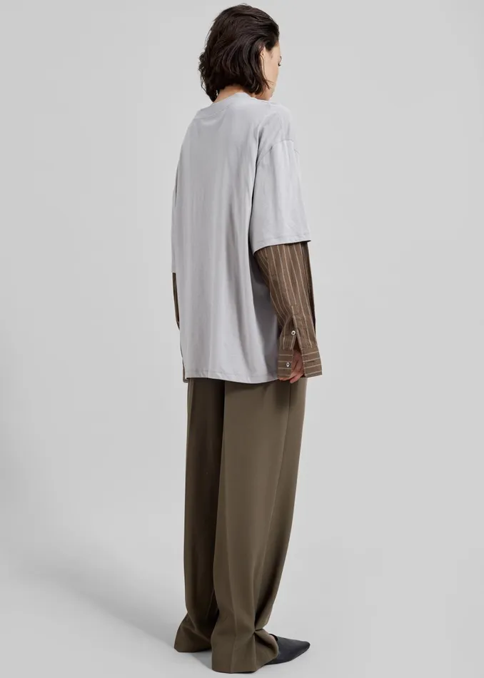 Women Bryton Layered Tee 8211 GreyBrown The Frankie Shop Tops
