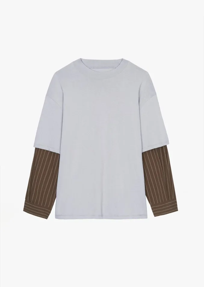 Women Bryton Layered Tee 8211 GreyBrown The Frankie Shop Tops