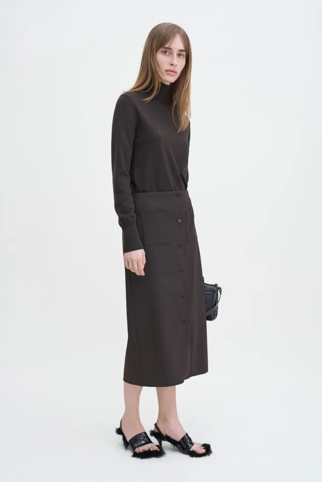 Women Buttoned Pencil Skirt Mocha Filippa K Skirts