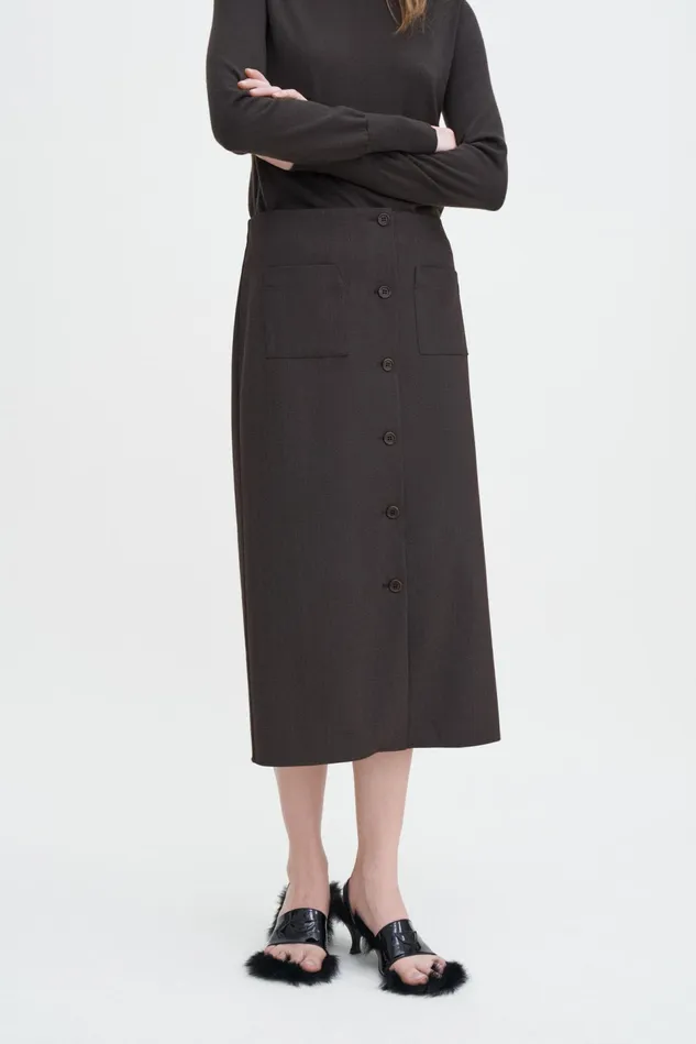 Women Buttoned Pencil Skirt Mocha Filippa K Skirts