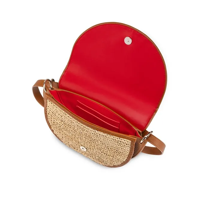 Women By My Side Crossbody Bag 8211 Raffia And Grained Calf Leather 8211 Natural Christian Louboutin Shoulder Bags