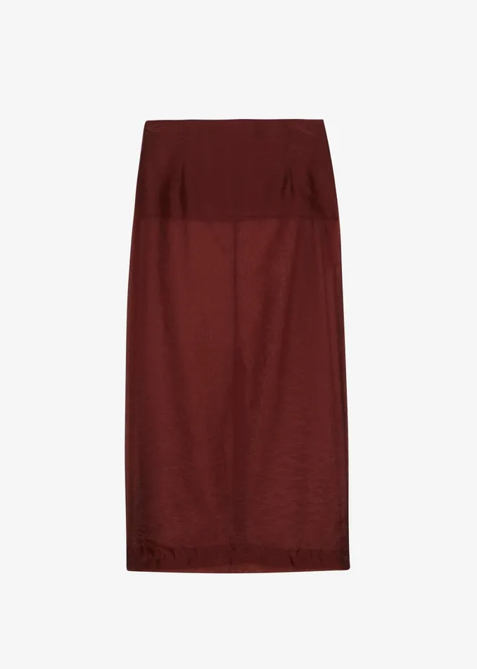 Women Calliope Semi Sheer Midi Skirt 8211 Burgundy The Frankie Shop Bottoms