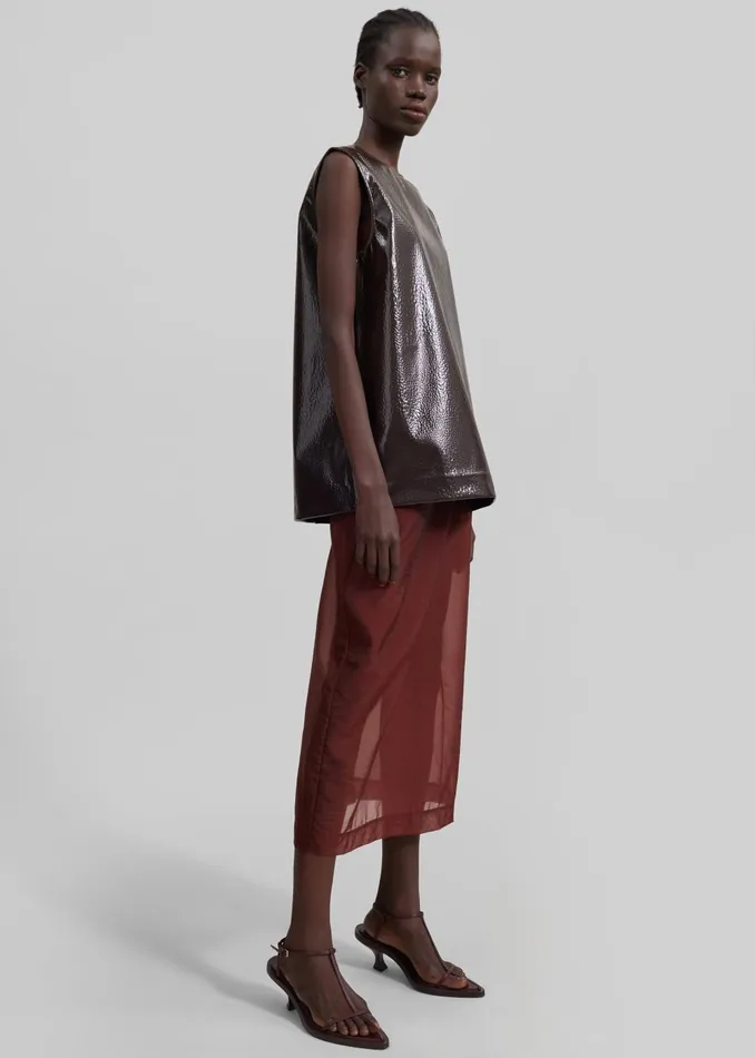 Women Calliope Semi Sheer Midi Skirt 8211 Burgundy The Frankie Shop Bottoms