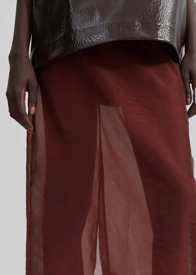 Women Calliope Semi Sheer Midi Skirt 8211 Burgundy The Frankie Shop Bottoms