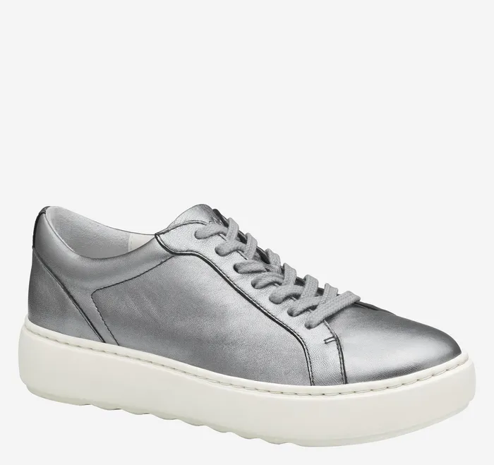 Women Cammie LaceUp Pewter Metallic Glove Leather Women8217s Shoes Johnston and Murphy