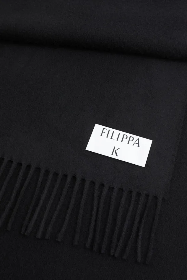 Women Cashmere Blend Scarf Black Filippa K Hats and Scarves