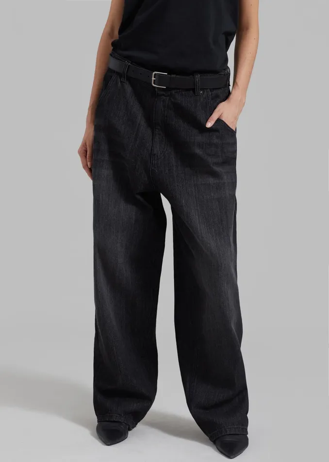 Women Charleston Oversized Jeans 8211 Grey The Frankie Shop Bottoms
