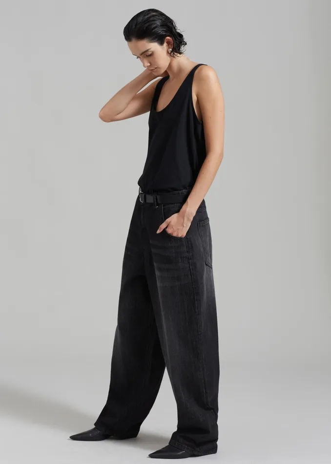 Women Charleston Oversized Jeans 8211 Grey The Frankie Shop Bottoms