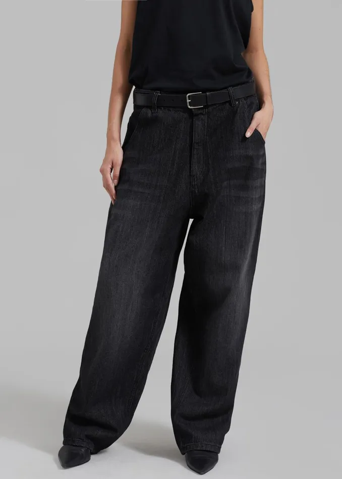 Women Charleston Oversized Jeans 8211 Grey The Frankie Shop Bottoms
