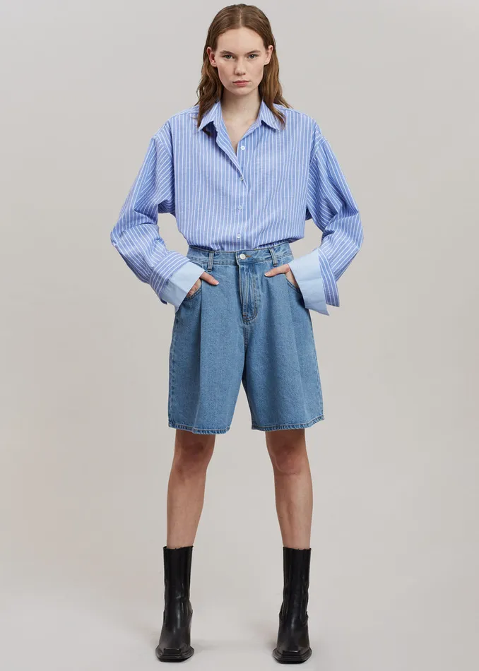 Women Christa Striped Shirt 8211 Blue The Frankie Shop Tops
