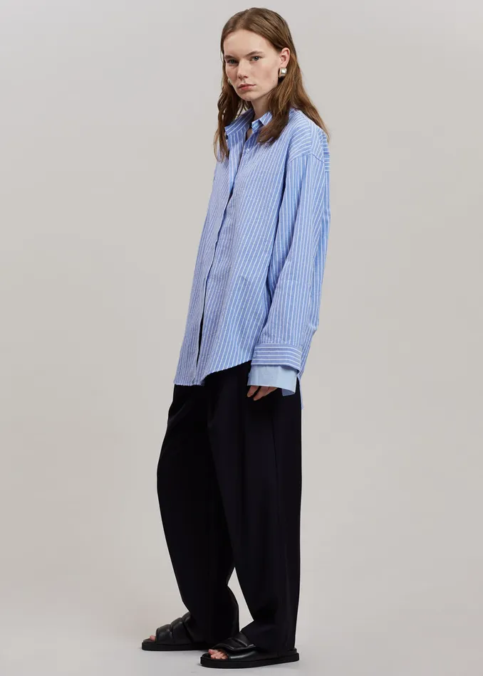 Women Christa Striped Shirt 8211 Blue The Frankie Shop Tops