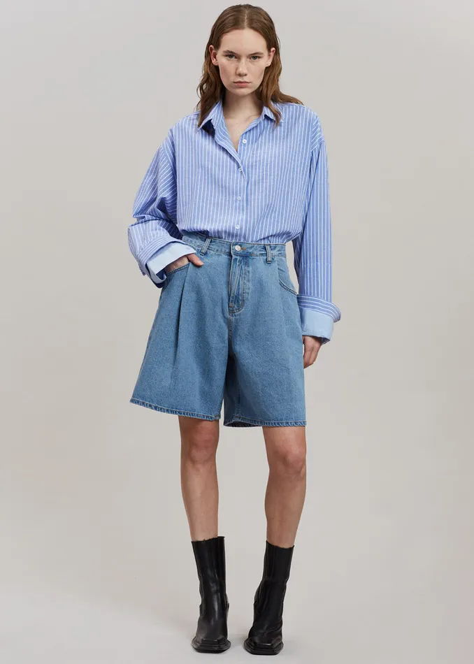 Women Christa Striped Shirt 8211 Blue The Frankie Shop Tops