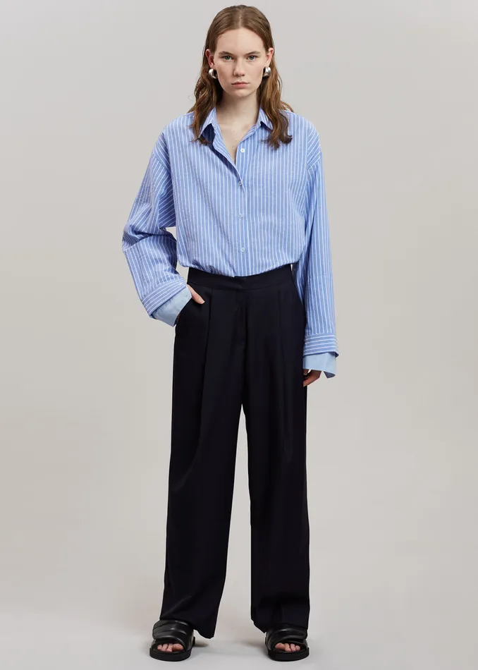 Women Christa Striped Shirt 8211 Blue The Frankie Shop Tops