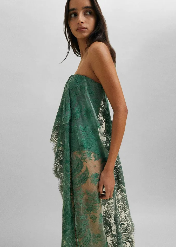 Women Christopher Esber Floating Lace Strapless Dress 8211 Evergreen The Frankie Shop Dresses