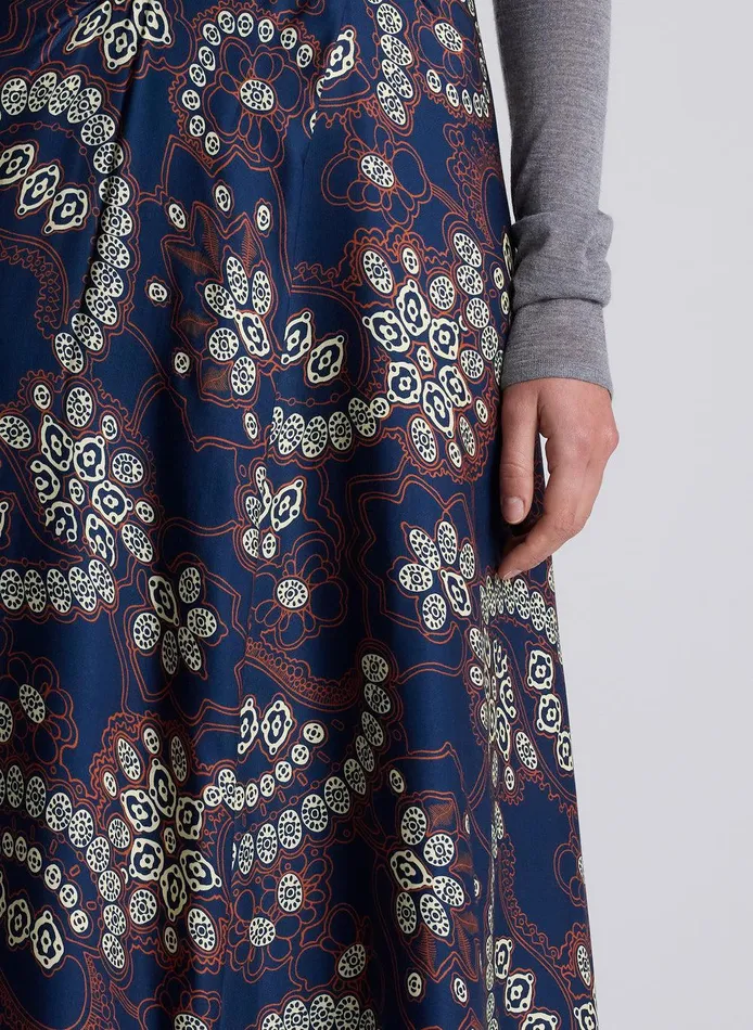 Women Clara Printed Midi Skirt Navycream ALC Bottoms