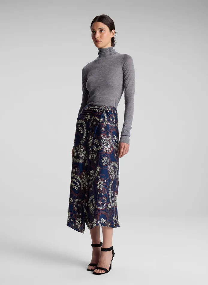 Women Clara Printed Midi Skirt Navycream ALC Bottoms