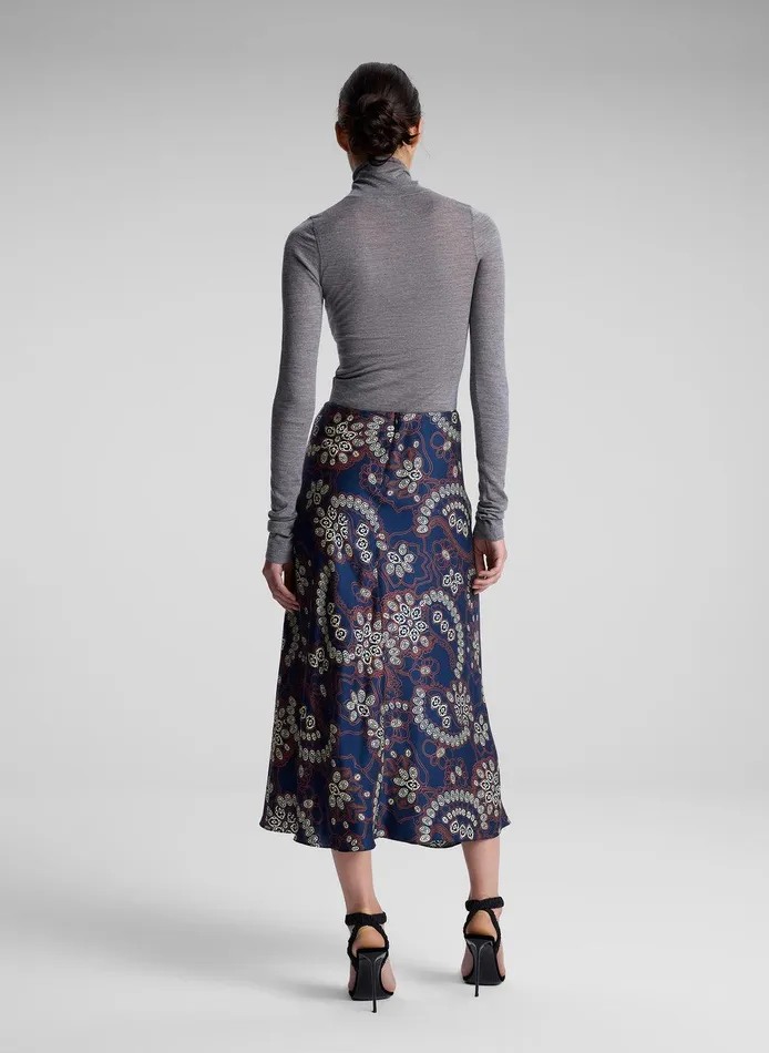 Women Clara Printed Midi Skirt Navycream ALC Bottoms