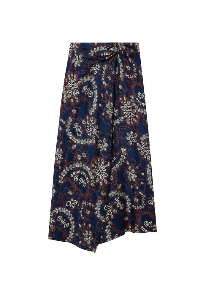 Women Clara Printed Midi Skirt Navycream ALC Bottoms