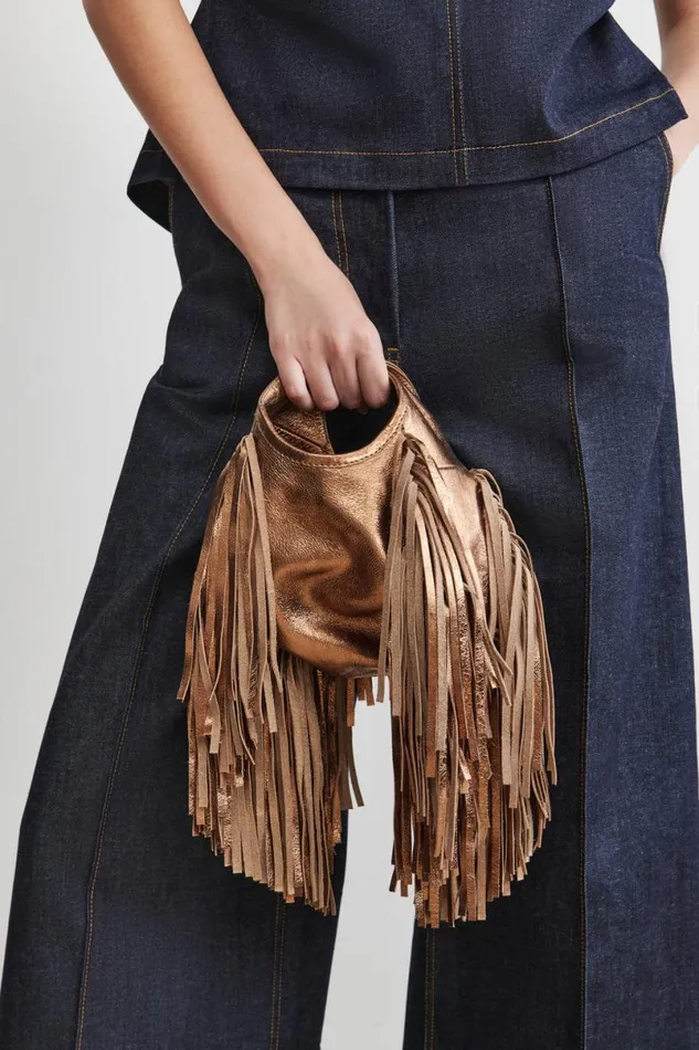 Women Clutches Handbags Crossbody Rachel Comey Tiny Harley Fringe Bronze