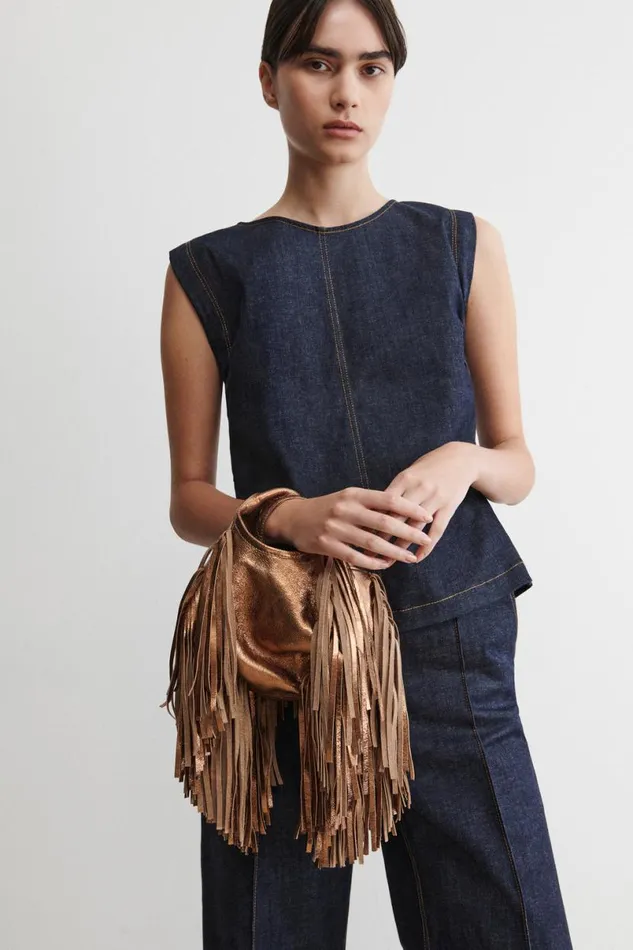 Women Clutches Handbags Crossbody Rachel Comey Tiny Harley Fringe Bronze