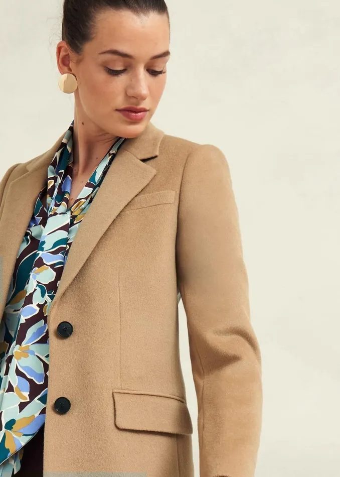 Women Coats and Jackets Hobbs Cavendish Wool Coat Hobbs Camel