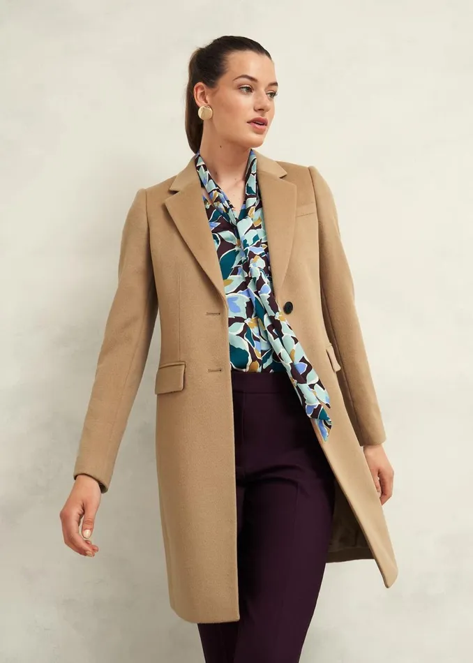Women Coats and Jackets Hobbs Cavendish Wool Coat Hobbs Camel