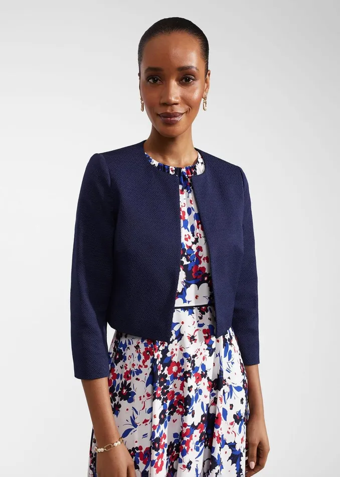Women Coats and Jackets Hobbs Elize Textured Jacket Midnight Navy
