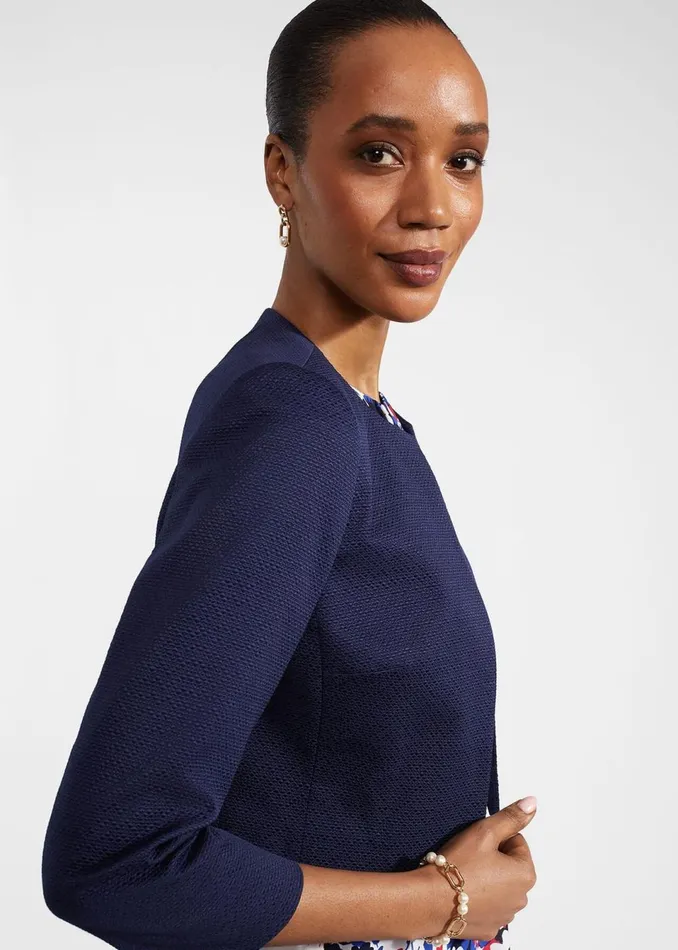 Women Coats and Jackets Hobbs Elize Textured Jacket Midnight Navy