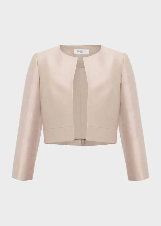 Women Coats and Jackets Hobbs Marcella Silk Blend Jacket Oyster