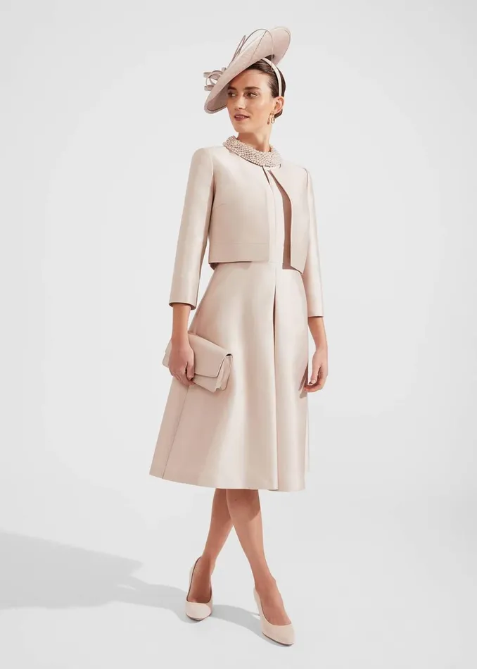 Women Coats and Jackets Hobbs Marcella Silk Blend Jacket Oyster