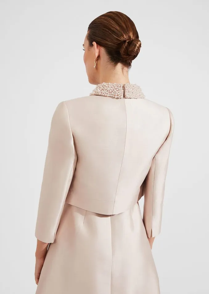 Women Coats and Jackets Hobbs Marcella Silk Blend Jacket Oyster