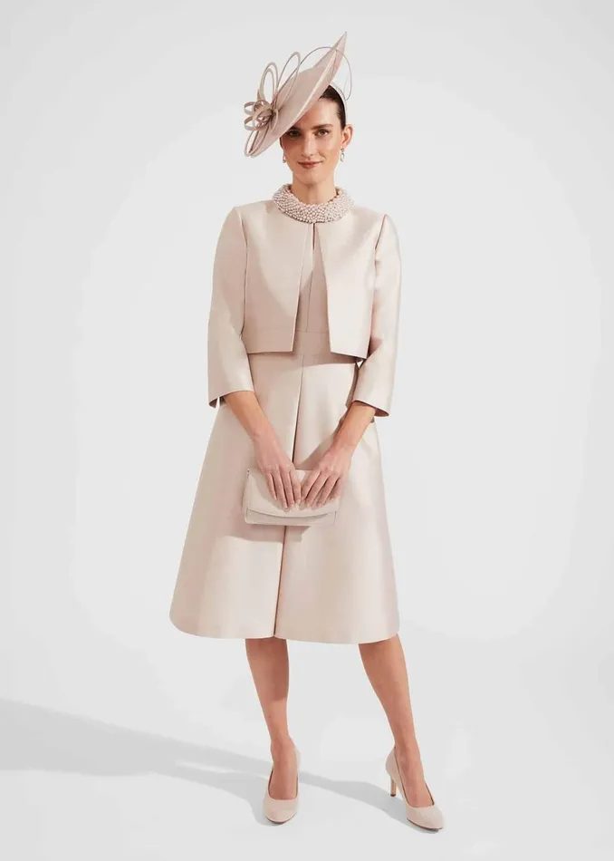 Women Coats and Jackets Hobbs Marcella Silk Blend Jacket Oyster
