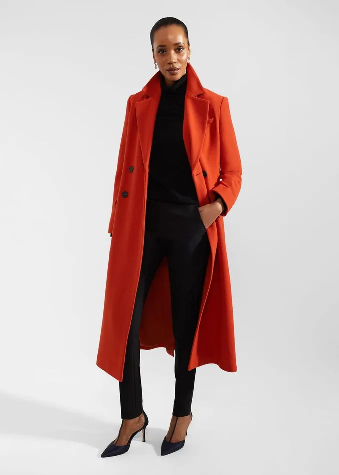 Women Coats and Jackets Hobbs Mireya Wool Blend Coat Orange