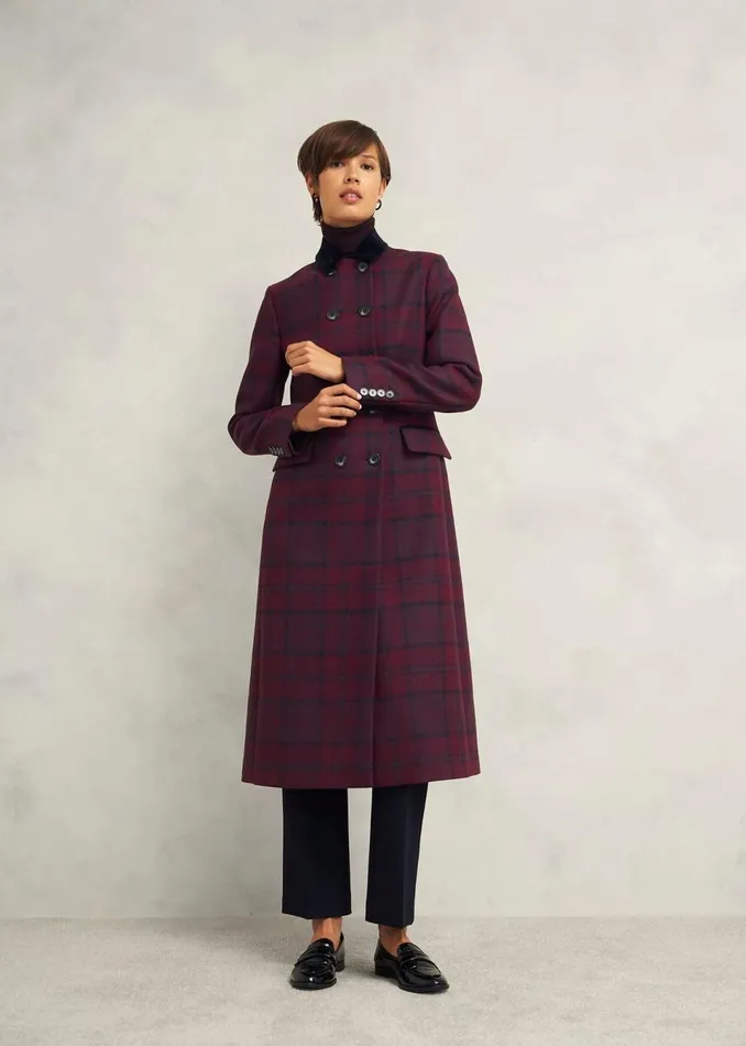 Women Coats and Jackets Hobbs Patricia Wool Blend Coat Pink Multi