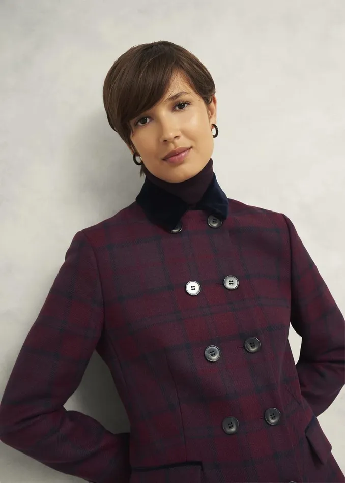 Women Coats and Jackets Hobbs Patricia Wool Blend Coat Pink Multi