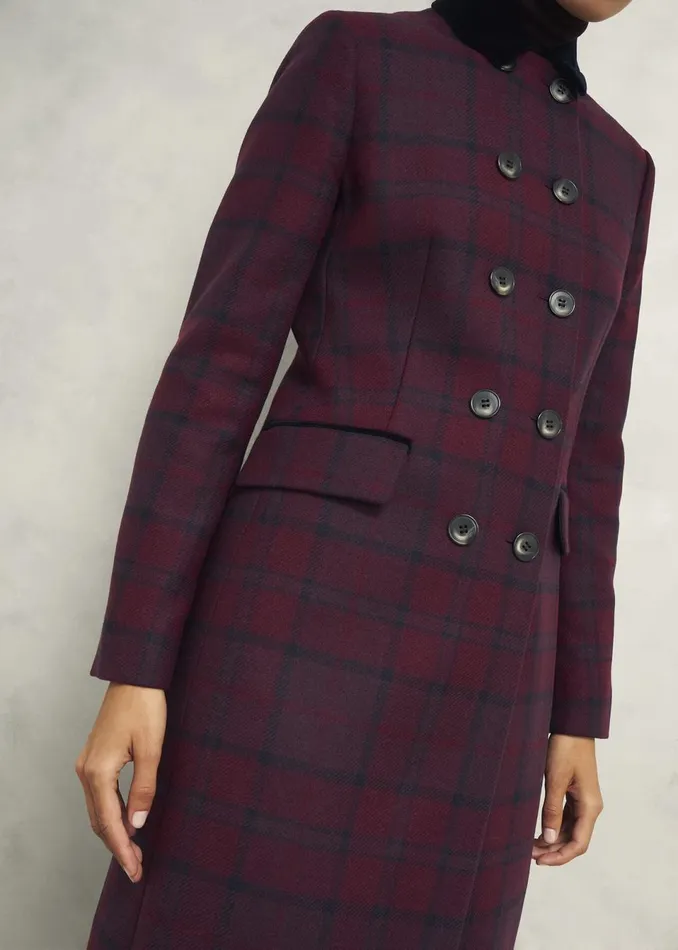 Women Coats and Jackets Hobbs Patricia Wool Blend Coat Pink Multi