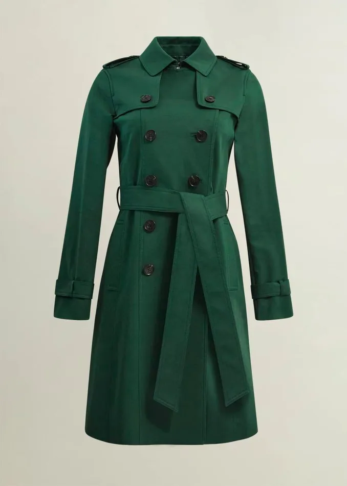 Women Coats and Jackets Hobbs Petite Saskia Shower Resistant Trench Coat Bay Green