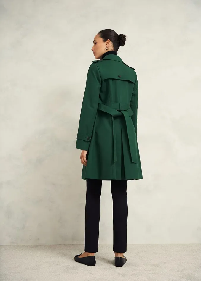 Women Coats and Jackets Hobbs Petite Saskia Shower Resistant Trench Coat Bay Green