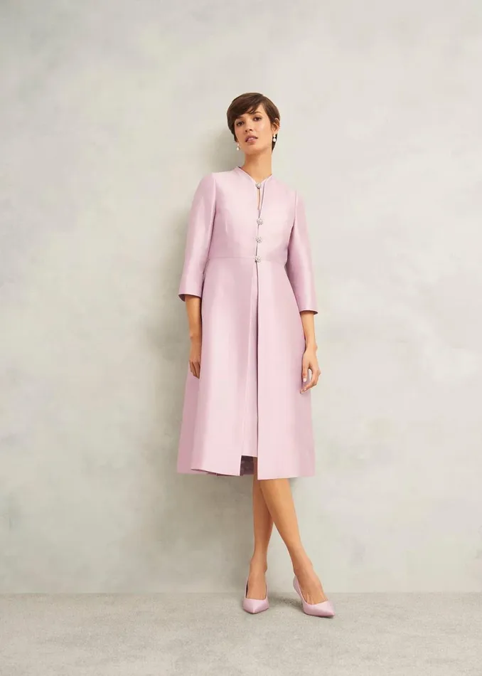 Women Coats and Jackets Hobbs Rhea Wool Silk Coat Soft Petal Pink