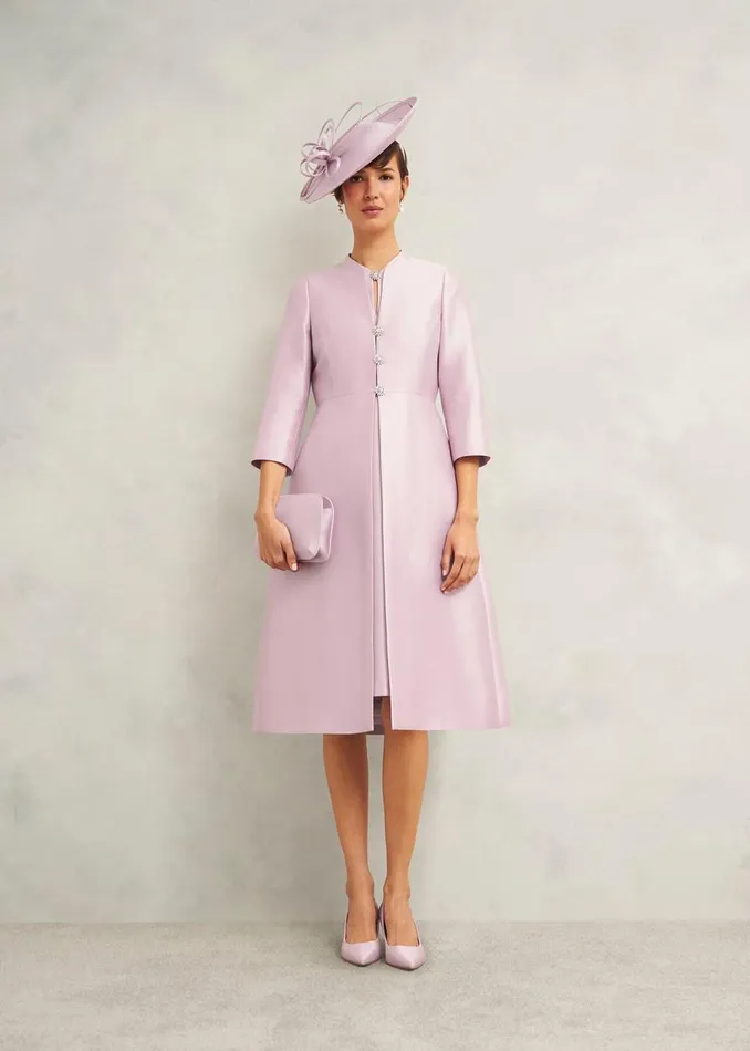 Women Coats and Jackets Hobbs Rhea Wool Silk Coat Soft Petal Pink
