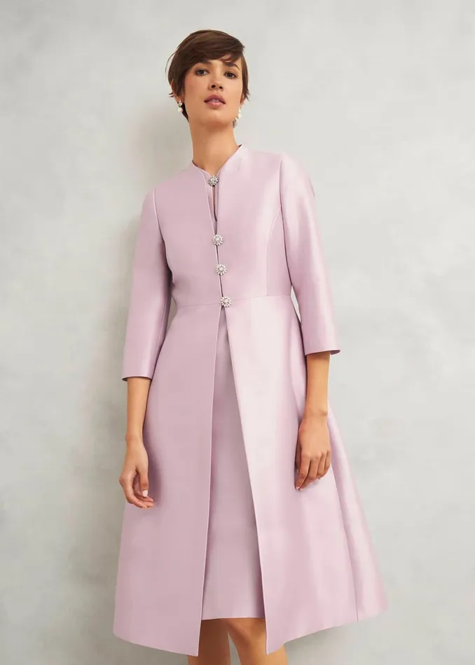 Women Coats and Jackets Hobbs Rhea Wool Silk Coat Soft Petal Pink