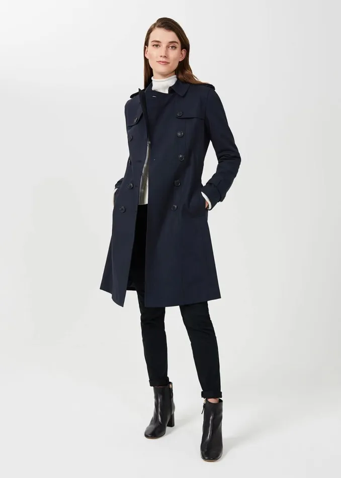 Women Coats and Jackets Hobbs Saskia Water Resistant Trench Coat Navy