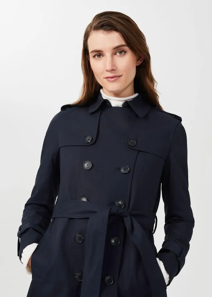 Women Coats and Jackets Hobbs Saskia Water Resistant Trench Coat Navy