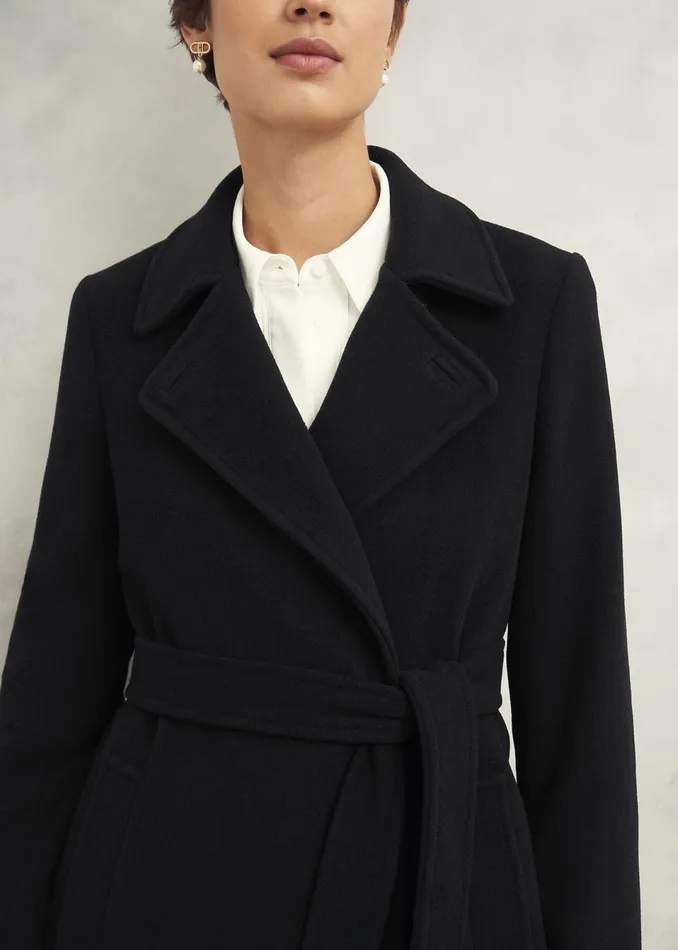 Women Coats and Jackets Hobbs Yasmina Wool Blend Coat Black