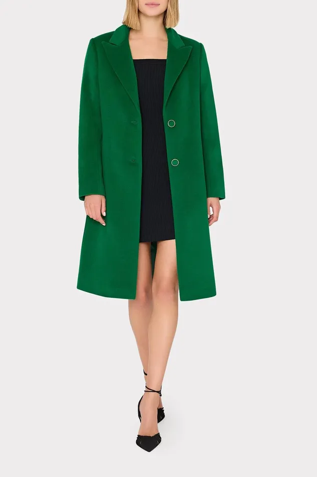Women Coats and Jackets Milly Single Breasted Wool Coat Green Women Coats and Jackets Milly Single Breasted Wool Coat Green