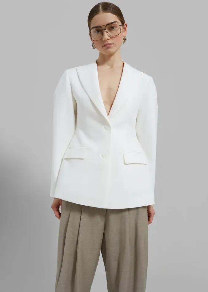 Women Colette Hourglass Blazer 8211 White The Frankie Shop Outerwear