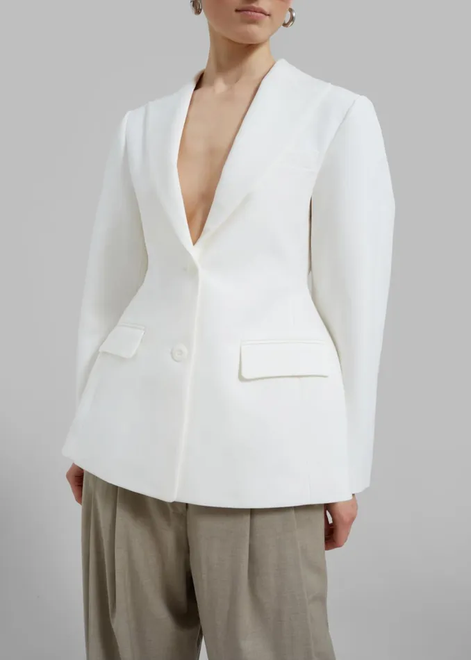Women Colette Hourglass Blazer 8211 White The Frankie Shop Outerwear