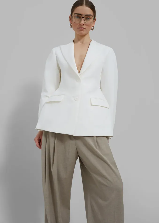 Women Colette Hourglass Blazer 8211 White The Frankie Shop Outerwear