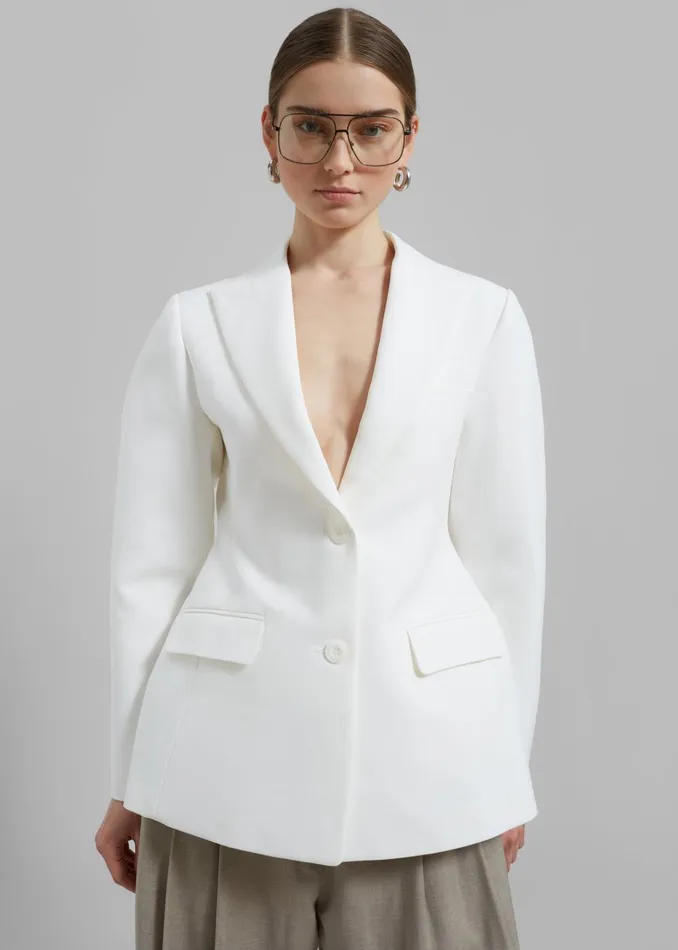 Women Colette Hourglass Blazer 8211 White The Frankie Shop Outerwear