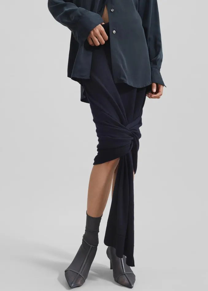 Women Coperni Knotted Bottom Skirt 8211 Blue The Frankie Shop Bottoms